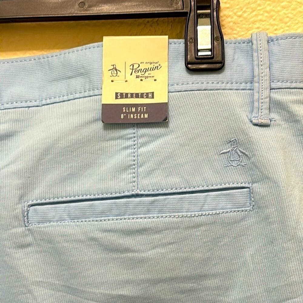 Men’s Original Penguin Bedford Cord Slim Fit Shorts Size 38 Light Blue New - Picture 4 of 9